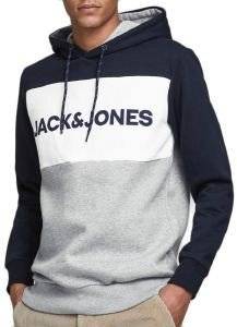 HOODIE JACK - JONES JJELOGO BLOCKING 12172344 ΣΚΟΥΡΟ ΜΠΛΕ/ΓΚΡΙ ΜΕΛΑΝΖΕ