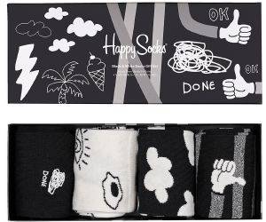   HAPPY SOCKS BLACK AND WHITE XBWH09-9100 GIFT BOX 4 (36-40)