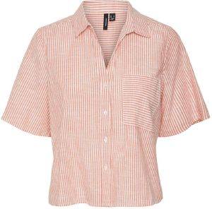 ΠΟΥΚΑΜΙΣΟ VERO MODA VMJILY 2/4 STRIPES 10260795 ΡΙΓΕ ΚΟΡΑΛΙ/ΛΕΥΚΟ