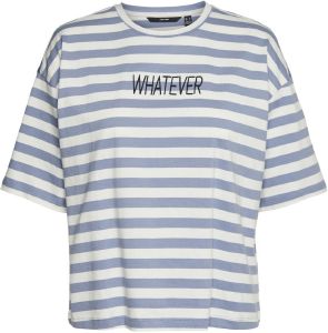T-SHIRT VERO MODA VMULAKELLY WHATEVER 10267249 ΡΙΓΕ ΜΠΛΕ/ΛΕΥΚΟ (S) T-SHIRT VERO MODA VMULAKELLY WHATEVER 10267249 ΡΙΓΕ ΜΠΛΕ/ΛΕΥΚΟ (S)