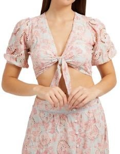 TOP GUESS SILVIA W2GH55WEJV0 FLORAL ΑΝΟΙΧΤΟ ΡΟΖ