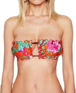 BIKINI TOP GUESS STRING BANDEAU E2GJ34MC04R FLORAL ΚΟΡΑΛΙ (S) BIKINI TOP GUESS STRING BANDEAU E2GJ34MC04R FLORAL ΚΟΡΑΛΙ (S)