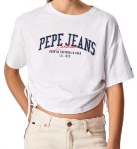PEPE JEANS CROP TOP PEPE JEANS CARA CHEST LOGO PL505151 ΛΕΥΚΟ