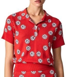 PEPE JEANS T-SHIRT POLO PEPE JEANS PRISCILLA PL701847 FLORAL PRINT POLO ΚΟΚΚΙΝΟ