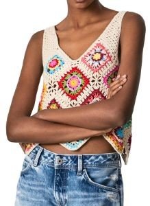 TOP PEPE JEANS PRISKA PL701854 ΠΛΕΚΤΟ ΠΟΛΥΧΡΩΜΟ (M/L) TOP PEPE JEANS PRISKA PL701854 ΠΛΕΚΤΟ ΠΟΛΥΧΡΩΜΟ (M/L)