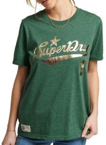 SUPERDRY T-SHIRT SUPERDRY OVIN VINTAGE SCRIPT STYLE COLL W1010793A ΣΚΟΥΡΟ ΠΡΑΣΙΝΟ ΜΕΛΑΝΖΕ