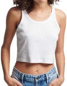 SUPERDRY CROP TOP SUPERDRY OVIN VINTAGE RIBBED W6011296A ΛΕΥΚΟ