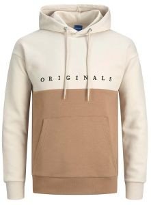 JACK - JONES HOODIE JACK - JONES JORCOPENHAGEN BLOCKING 12220526 ΕΚΡΟΥ/ΚΑΦΕ