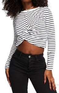 VERO MODA ΜΠΛΟΥΖΑ ΜΑΚΡΥΜΑΝΙΚΗ VERO MODA VMLEXIE APRIL STRIPES 10279795 ΛΕΥΚΟ/ΣΚΟΥΡΟ ΜΠΛΕ