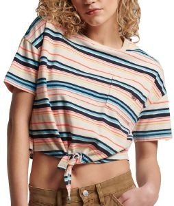 T-SHIRT SUPERDRY OVIN VINTAGE BOXY TIE FRONT W1011087A  STRIPE ��������� (M)