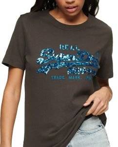 T-SHIRT SUPERDRY VL EMBELLISH W1011143A ΑΝΘΡΑΚΙ