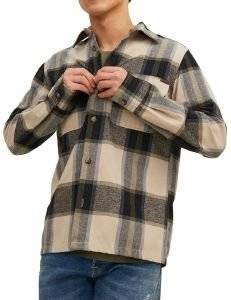 ΠΟΥΚΑΜΙΣΟ JACK - JONES JJDARREN FLANNEL CHECK OVERSHIRT 12236958 ΜΠΕΖ/ΜΑΥΡΟ