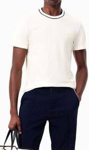 T-SHIRT LACOSTE PIQUE STRIPE COLLAR TH8174 70V OFF WHITE (S)