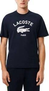 T-SHIRT LACOSTE SIGNATURE PRINT TH2733 166 ΣΚΟΥΡΟ ΜΠΛΕ