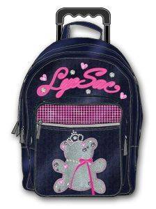 LYCSAC ΣΑΚΙΔΙΟ TROLLEY TEDDY BEAR LINE ΜΠΛΕ ΡΟΖ LYCSAC ΣΑΚΙΔΙΟ TROLLEY TEDDY BEAR LINE ΜΠΛΕ ΡΟΖ