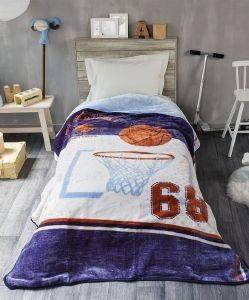 ΚΟΥΒΕΡΤΑ ΜΟΝΗ KENTIA KIDS BASKET ΜΠΛΕ 160Χ220 ΚΟΥΒΕΡΤΑ ΜΟΝΗ KENTIA KIDS BASKET ΜΠΛΕ 160Χ220