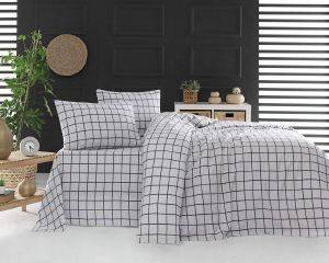 ΣΕΤ ΣΕΝΤΟΝΙΑ ΥΠΕΡΔΙΠΛΑ RYTHMOS ΦΑΝΕΛΕΝΙΑ SQUARES ΓΚΡΙ 230X260CM