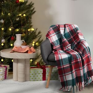   DAS HOME FAUX MOHAIR 1378 GREEN/RED (130X170CM)