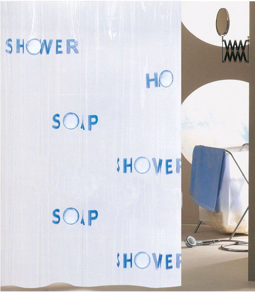 SAN LORENTZO ΚΟΥΡΤΙΝΑ ΜΠΑΝΙΟΥ SAN LORENTZO CLEAR WITH LETTER PEVA 180X180CM