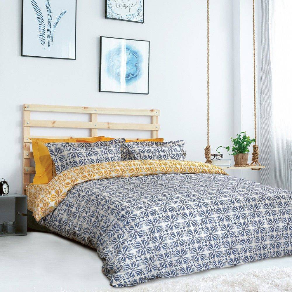 DAS HOME ΚΟΥΒΕΡΛΙ ΥΠΕΡΔΙΠΛΟ DAS HOME HAPPY LINE 9418 ΜΠΛΕ-ΩΧΡΑ 220Χ240CM