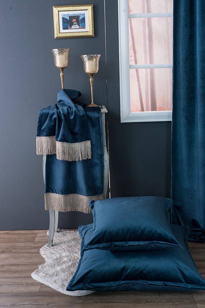 TEORAN ΤΡΑΠΕΖΟΜΑΝΤΗΛΟ ΡΟΤΟΝΤΑ TEORAN VELVET 04 ΜΠΛΕ 180CM