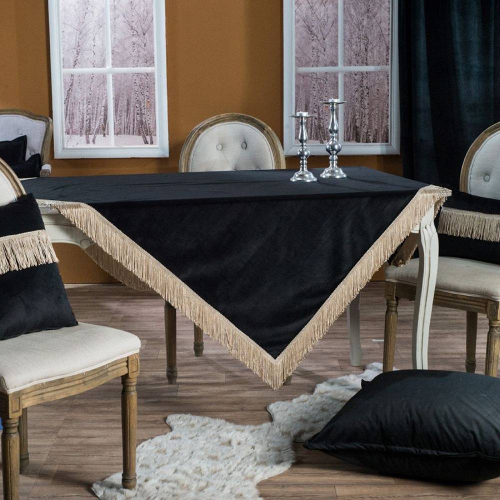 TEORAN ΤΡΑΠΕΖΟΚΑΡΕ TEORAN VELVET 06 ΜΑΥΡΟ 140X140CM