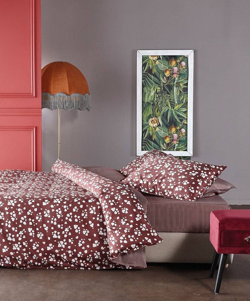 KENTIA ΠΑΠΛΩΜΑΤΟΘΗΚΗ ΥΠΕΡΔΙΠΛΗ ΚΕΝΤΙΑ LOUTA 05 WHITE- BORDEAUX ΣΕΤ 3 ΤΜX 220X240CM