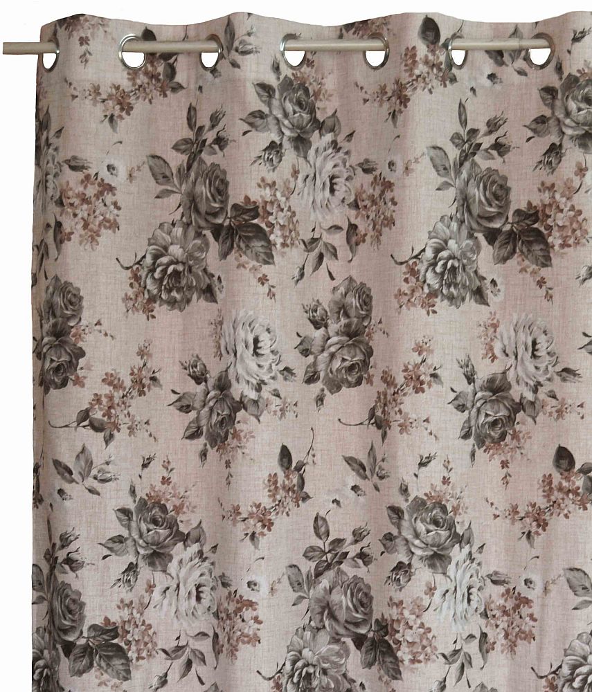 DECOCRAFT ΚΟΥΡΤΙΝΑ ΜΕ ΤΡΟΥΚΣ DECOCRAFT ΛΟΝΕΤΑ ROSES ΓΚΡΙ 140X260CM