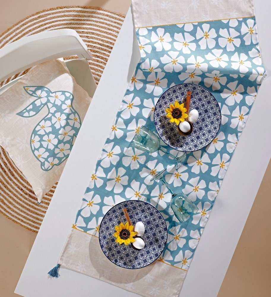 KENTIA ΤΡΑΒΕΡΣΑ KENTIA EASTER 23-04 ΛΕΥΚΟ-ΓΑΛΑΖΙΟ 45X140 CM