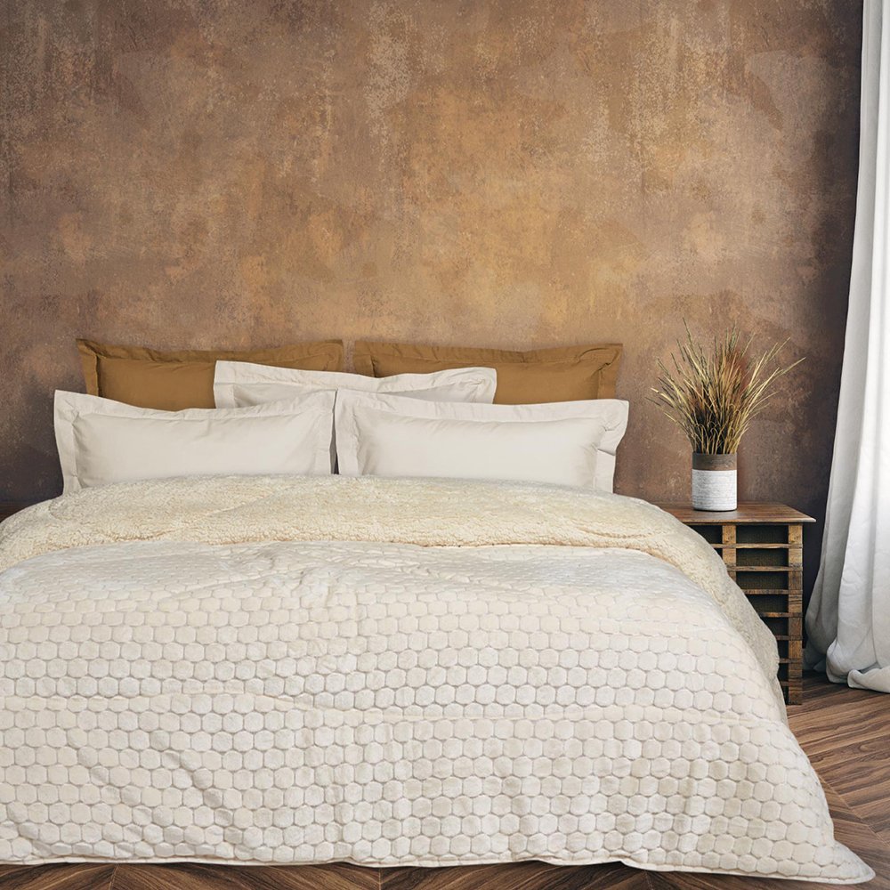 DAS HOME ΚΟΥΒΕΡΤΟΠΑΠΛΩΜΑ ΥΠΕΡΔΙΠΛΟ DAS HOME SHERPA 1168 ΕΚΡΟΥ 220Χ240CM