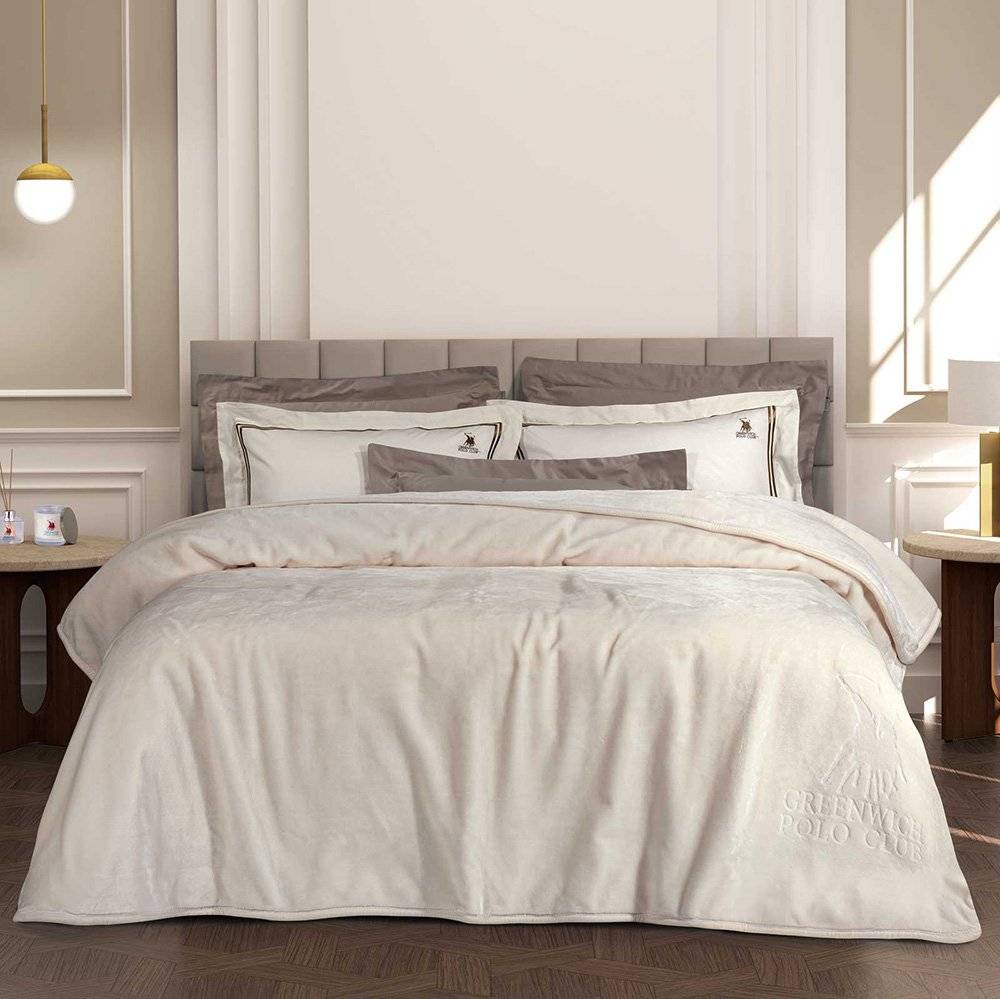 ΚΟΥΒΕΡΤΑ ΥΠΕΡΔΙΠΛΗ GPC POLO VELOUR 3441 ΛΕΥΚΟ 220X240CM