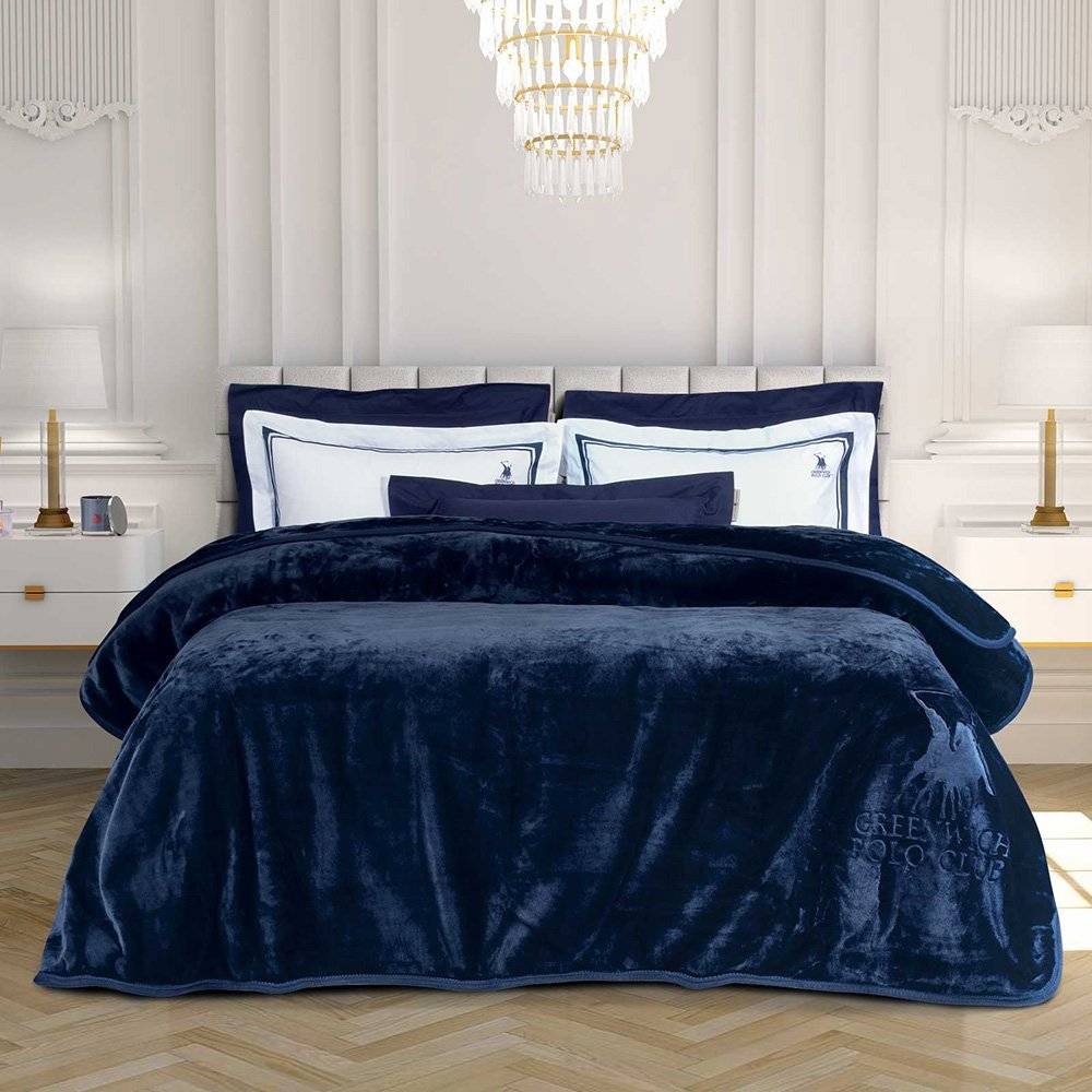 ΚΟΥΒΕΡΤΑ ΥΠΕΡΔΙΠΛΗ GPC POLO VELOUR 3439 ΜΠΛΕ 220X240CM