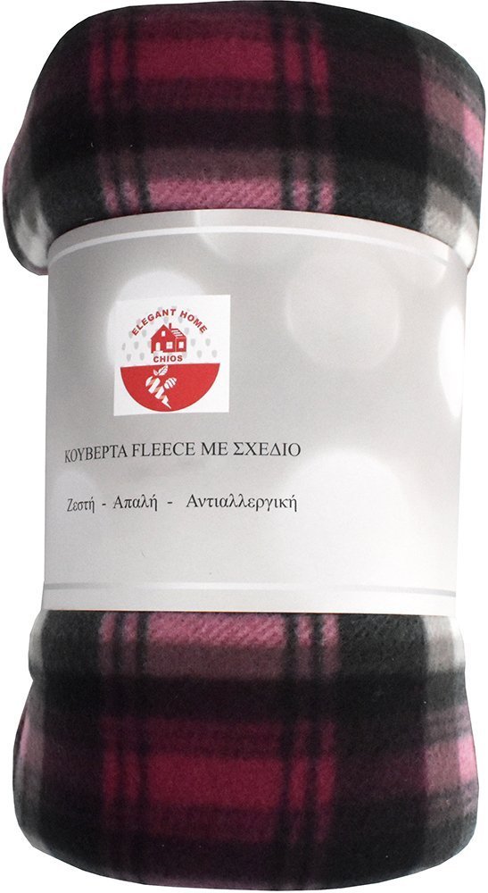 CHIOS HELLAS ΚΟΥΒΕΡΤΑ FLEECE CHIOS HELLAS ΚΑΡΟ ΜΑΥΡΗ/ΡΟΖ 200Χ220CM