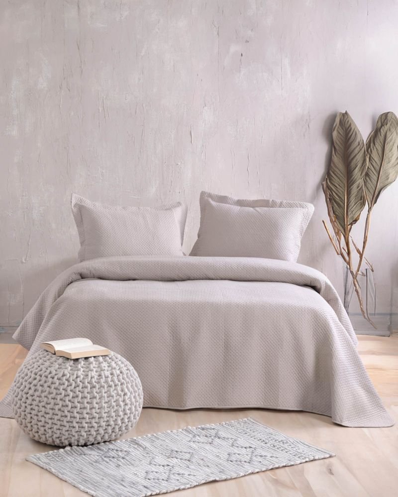 RYTHMOS ΣΕΤ ΚΟΥΒΕΡΛΙ ΜΕ ΜΑΞΙΛΑΡΟΘΗΚΕΣ KING SIZE RYTHMOS ALLURE MICROFIBER ΜΠΕΖ (240CMX250CM)