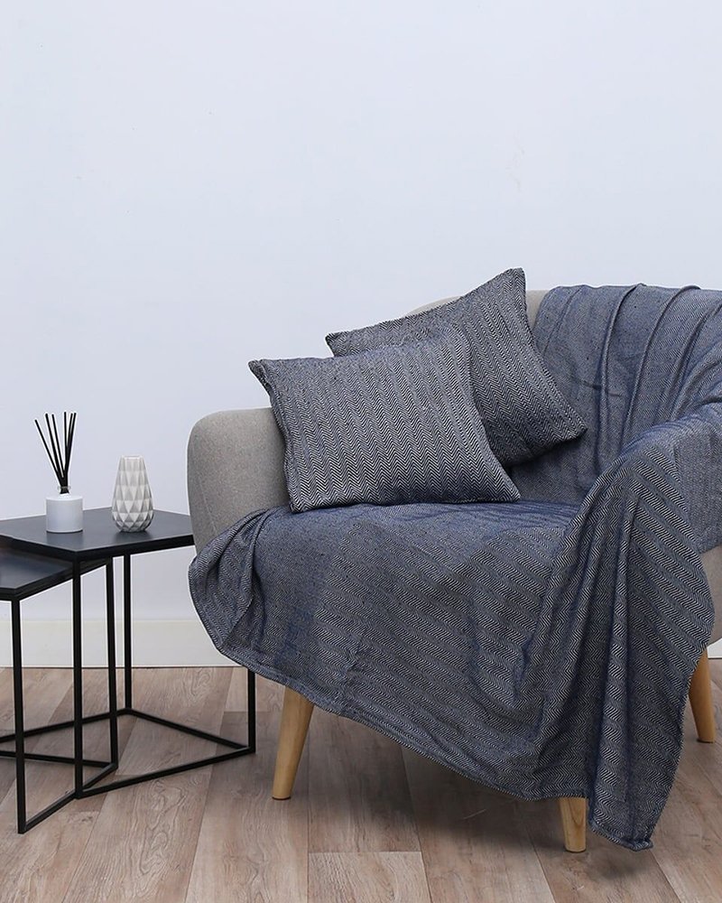 PENNIE ΡΙΧΤΑΡΙ ΔΙΘΕΣΙΟ PENNIE CHEVRON CARPE DIEM ΜΠΛΕ ΣΚΟΥΡΟ (170Χ240CM)
