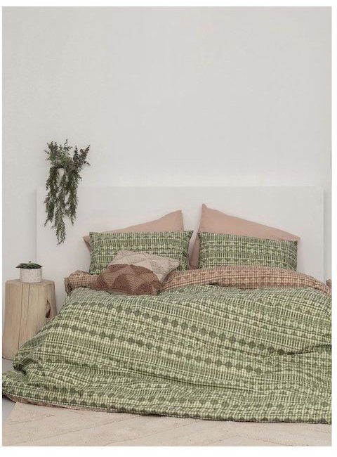 ΠΑΛΑΜΑΙΚΗ ΣΕΝΤΟΝΙΑ ΥΠΕΡΔΙΠΛΑ PALAMAIKI HOME FL6177 ΠΡΑΣΙΝΟ 240X260CM ΣΕΤ 4 ΤΜΧ