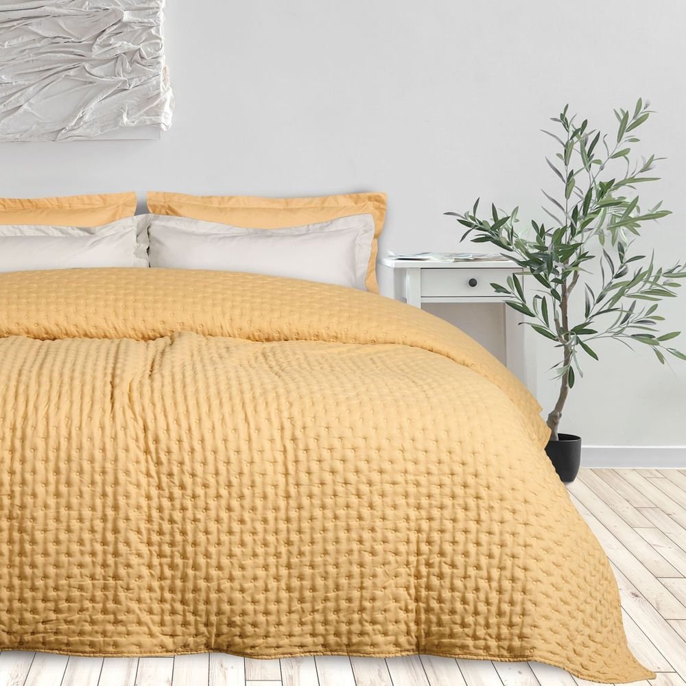 DAS HOME ΚΟΥΒΕΡΛΙ KING SIZE DAS HOME HAPPY 9631 OCHRE (240X250CM)
