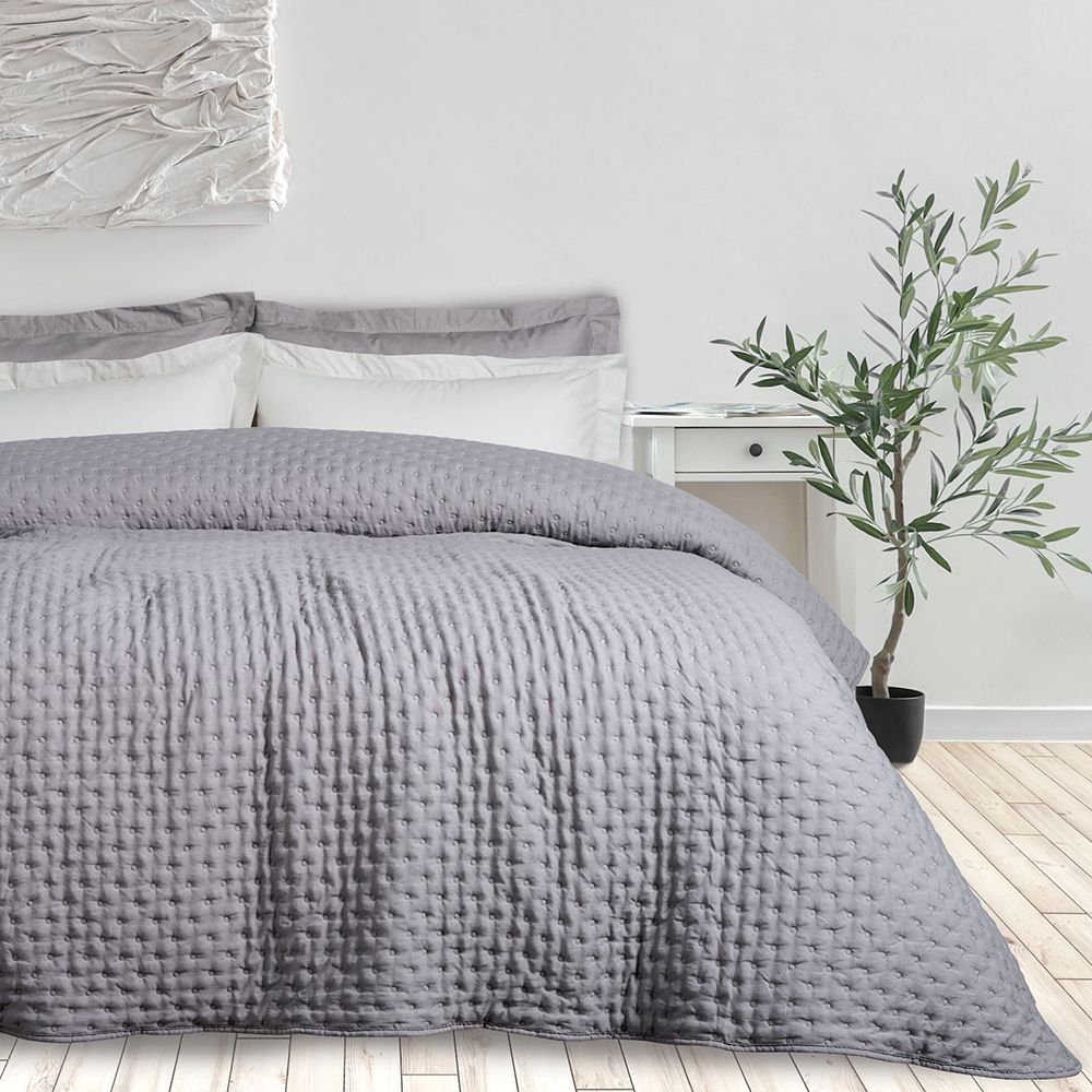 DAS HOME ΚΟΥΒΕΡΛΙ KING SIZE DAS HOME HAPPY 9630 GREY (240X250CM)