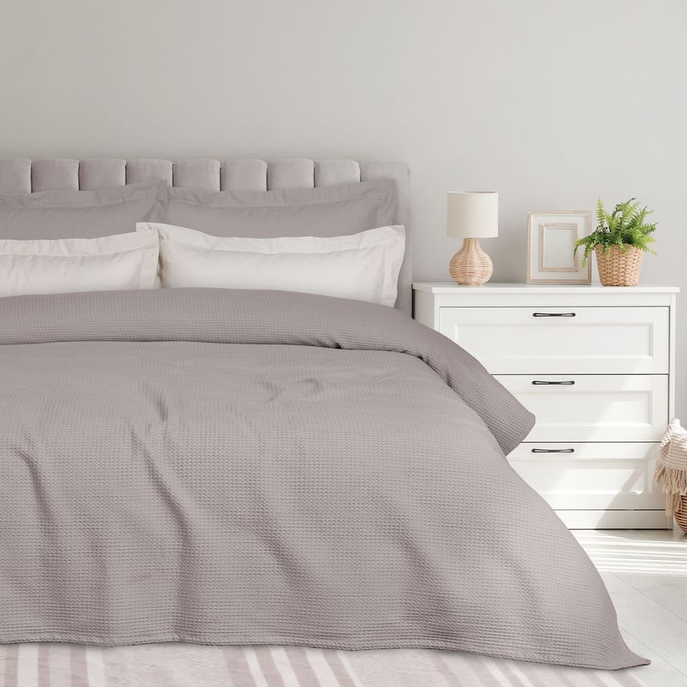 DAS HOME ΚΟΥΒΕΡΤΑ KING SIZE DAS HOME 0495 TAUPE ΠΙΚΕ (240X260CM)