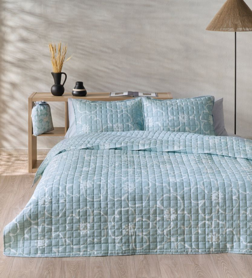 KENTIA ΚΟΥΒΕΡΤΟΡΙΟ ΜΟΝΟ KENTIA GERANI 33 VERAMAN/CIEL (160X220CM)