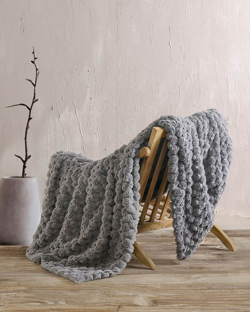 ΚΟΥΒΕΡΤΑ KANAΠΕ RYTHMOS BELLA ΓΚΡΙ 130X180CM