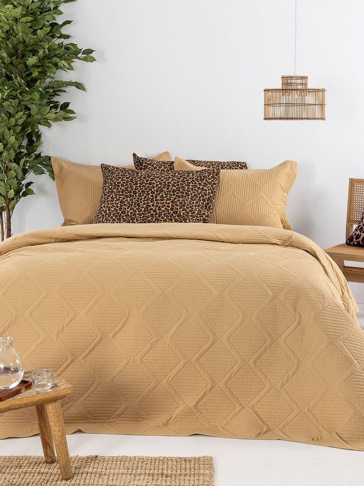 ΚΟΥΒΕΡΛΙ ΗΜΙΔΙΠΛΟ PALAMAIKH HOME COUVRE LIT SAM LATTE ΚΑΦΕ (160X240CM)
