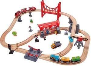 ΞΥΛΙΝΟ ΣΕΤ ΤΡΕΝΟΥ HAPE RAILWAY BUSY CITY RAIL SET ΞΥΛΙΝΟ ΣΕΤ ΤΡΕΝΟΥ HAPE RAILWAY BUSY CITY RAIL SET