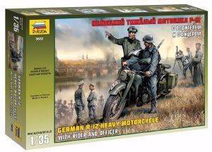  1/35 ZVEZDA GERMAN SOLO MOTORCYCLE R12 W/CREW WW2 [3632]