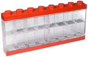   LEGO STORAGE 16 MINIFIGURE DISPLAY CASE RED 37X18X4CM