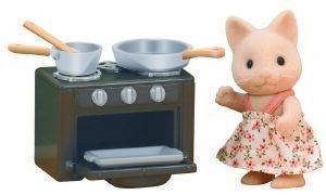 SYLVANIAN FAMILIES CAT SISTER WITH OVEN SET [5140]