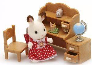 SYLVANIAN FAMILIES CHOCOLATE RABBIT SISTER SET DESK [5016]