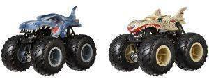 HOT WHEELS MONSTER TRUCKS   2 MEGA REX VS LEOPARD SHARK [FYJ64]