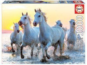 WHITE HORSES AT SUNSET EDUCA 1000 