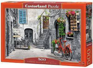 CHARMING ALLEY WITH RED BICYCLE CASTORLAND 500 